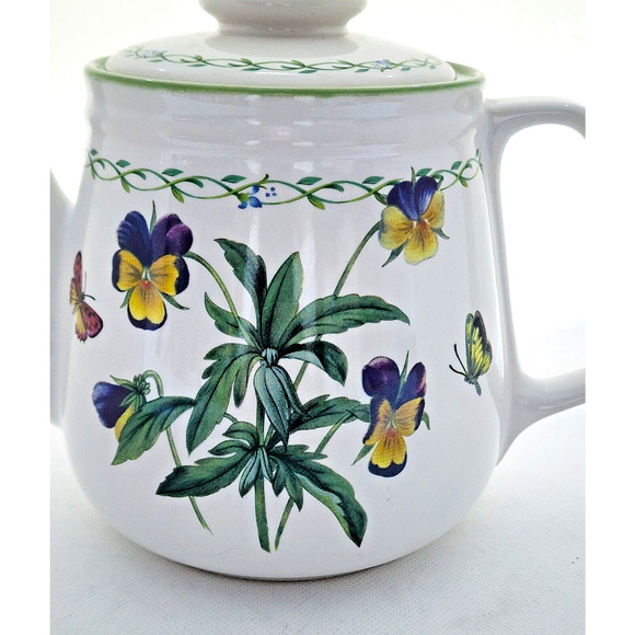 Teapot-Studio Nova-Garden Bloom-White-Green-Flowers-Butterflies-Bees-5 Cups - Picture 7 of 16